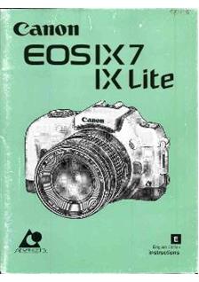 Canon EOS IX 7 manual. Camera Instructions.